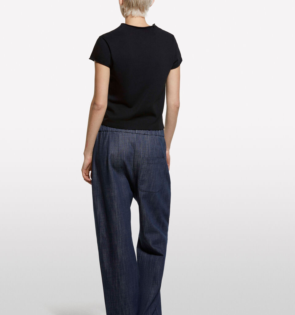 Black t-shirt with halter neck - women's short sleeve t-shirts - Black | Sisley image number 2